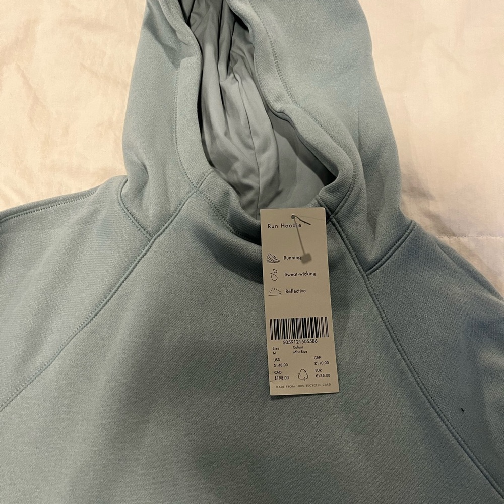 Sweaty Betty mist blue run hoodie